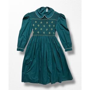 Vintage Little Lemurs Hand-Smocked Embroidered Dress, Size 8